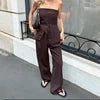 Strapless Tie-Waist Wide-Leg Jumpsuit